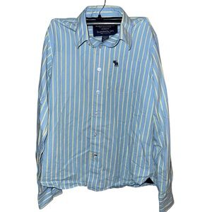 Abercrombie Blue and Yellow Striped Boys Button Up Shirt